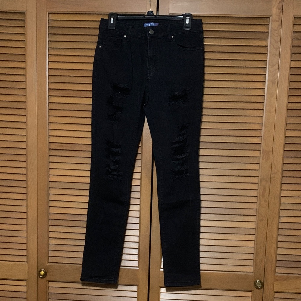 Shop WTD Distressed Black Skinny Jeans 13